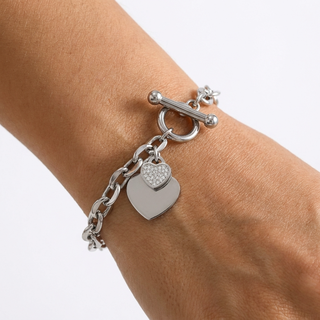 Isla Silver Hearts Bracelet