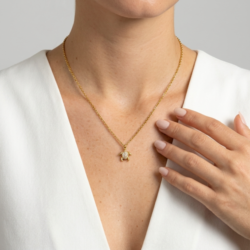 Crystal Honu Gold Necklace