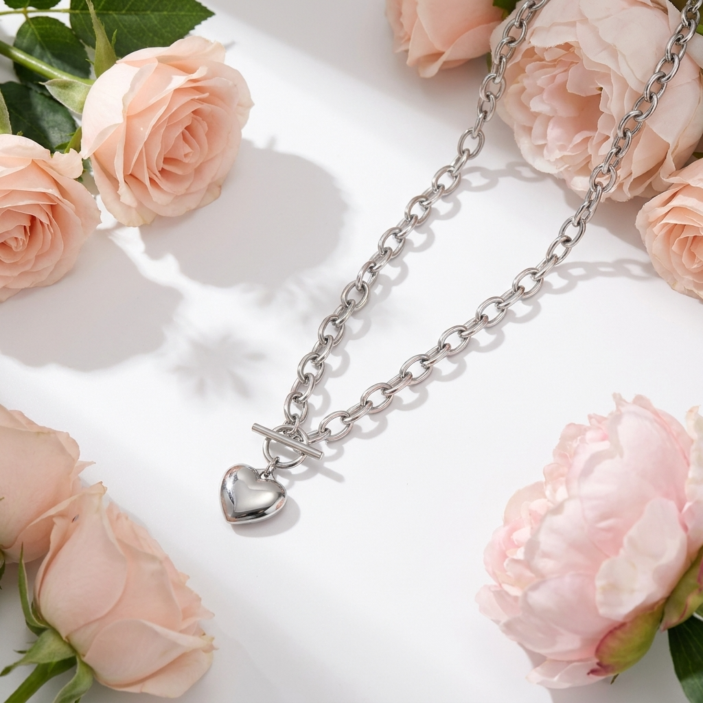 Élodie Silver Heart Necklace